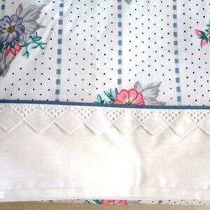 Vintage Lady Pepperell Cal King Sheets Flat Fitted Eyelet Lace Floral Percale